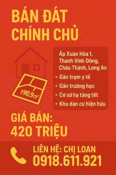 BÁN ĐẤT CHÍNH CHỦ - SỔ HỒNG RIÊNG - GIÁ CHỈ 420 TRIỆU