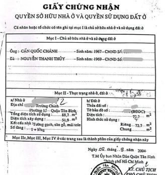 73m2 HXH TRƯỜNG CHINH, thông qua Cộng Hoà, 5x15, 5ty5