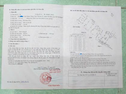 Bán nhà xây 4 lầu, Hẻm 3m 686 CMT8, P5, TB. DT: 55 m2. Giá: 8,4 Tỷ