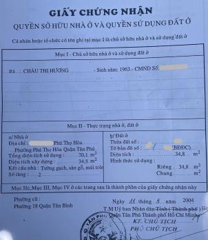 35M2 HẺM THÔNG PHÚ THỌ HOÀ, Ngang 5m nở hậu, 3.69 tỷ