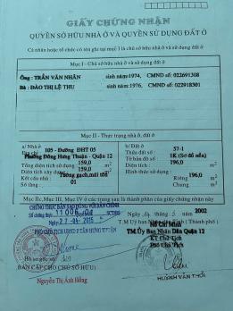 GIẢM SỐC 1,5 TỶ – BÁN NHANH NHÀ MẶT TIỀN ĐÔNG HƯNG THUẬN 05, Q.12