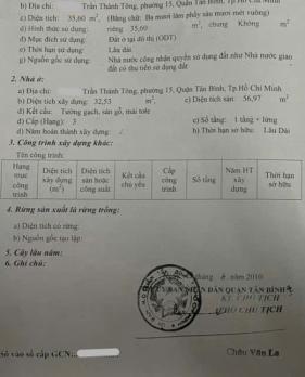 36m2 TRẦN THÁNH TÔNG, HẺM 3M GẦN MẶT TIỀN, 3 T.Ỷ 05