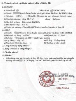 43m2 Nguyễn Trọng Tuyển 3 tầng hẻm thông Lê Văn Sỹ, 5ty5
