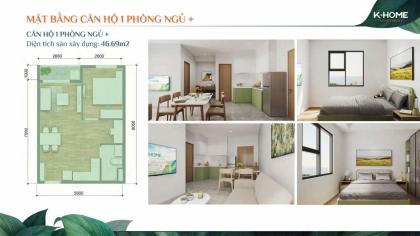 Bán căn hộ K‑Home 46,69m² – 1 phòng ngủ riêng, giá chỉ 978 triệu, vay ngân hàng dễ dàng