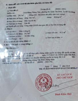 33m2 Cách mạng tháng 8, hẻm 4m, 2 mặt hẻm, 3ty94