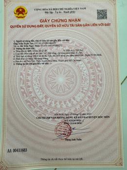ĐẤT (8.68x25.5) 2 MT ĐẸP PHÙNG THỊ CHUYỆN, THỚI TAM THÔN, HÓC MÔN