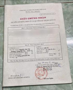 NHÀ (4.5x24) MẶT TIỀN NGUYỄN ẢNH THỦ, P. TRUNG MỸ TÂY, Q12 – VỊ TRÍ VIP