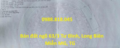Đất ngõ 63 Tư Đình, phường Long Biên, thành phố Hà Nội, 229m2, đường ô tô tránh, miễn TG