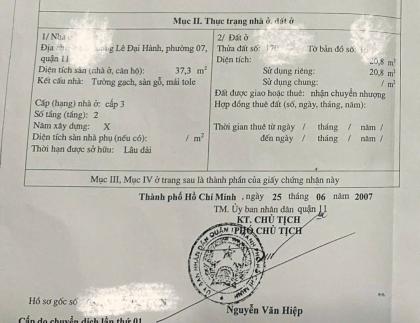[BÁN NHÀ + QUẬN 11] LÊ ĐẠI HÀNH – NHÀ CŨ GIÁ MỀM – TIỆN CẢI TẠO Ở NGAY ???? •  Đường Lê Đại Hành – diện tích 21m² (3.6x7)