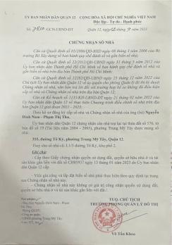 MẶT TIỀN TÔ KÝ – TRUNG MỸ TÂY, Q12 – NHÀ CAO TẦNG HIẾM