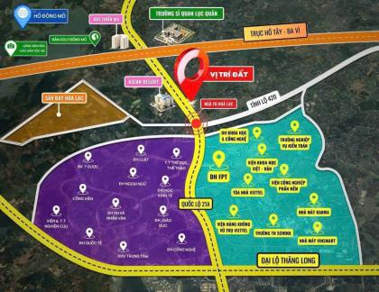 Đất tại khu Công nghệ cao Hòa Lạc, vị trí giáp Quốc lộ 21, cổng trường trường ĐH Quốc Gia Hà Nội,