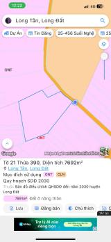 BÁN 7691.5 M² ĐẤT XÃ LONG TÂN, ĐẤT ĐỎ GIÁ 3 TỶ / SÀO. LH:0938677702.