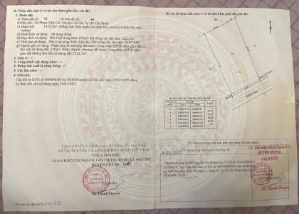 ĐẤT MT ĐƯỜNG 489 PHẠM VĂN CỘI, CỦ CHI - NGANG 25M – NỞ HẬU 1.372M²