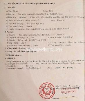 Bán tòa nhà mt Tản Viên, Tân Bình, 545m2, ngang 26m, 1 hầm + 11 tầng, thu nhập 1.8 tỷ/ th
