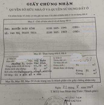 31m2 BÙI THỊ XUÂN TÂN BÌNH SỔ CHUẨN 3 tỷ 3